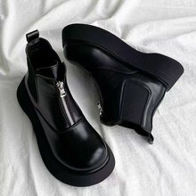 厚底英伦马丁靴女2025新款加厚短靴圆头切尔西靴子增高秋冬烟筒靴