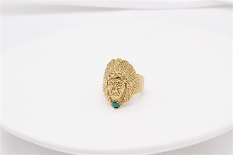 12, 7 Ring Size Wholesale Jewelry Retro Punk Pharaoh 304 Stainless Steel 18K Gold Plated Rings