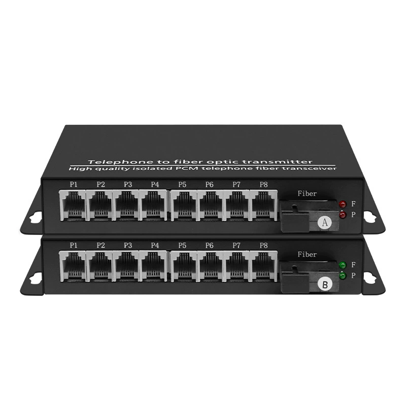 8-channel telephone optical transceiver with SC interface voice transmission PCM phone to fiber transceiver with 1 Ethernet port