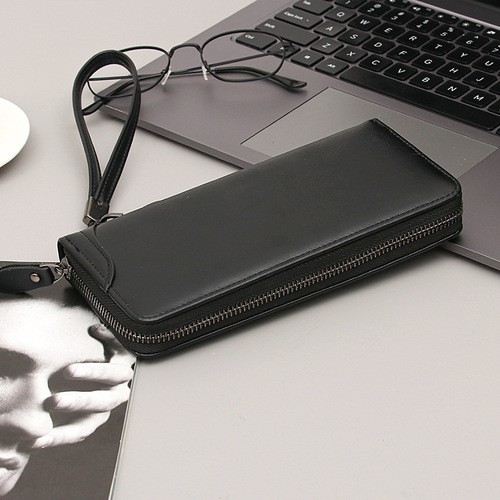 Foreign trade wallet business casual multi-card slot clutch large space men's medium and long portable zipper bag