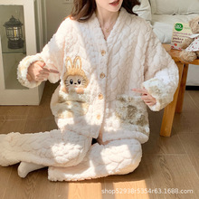 珊瑚绒月子服秋冬季加厚保暖孕妇睡衣女产后哺乳孕期可外穿家居服