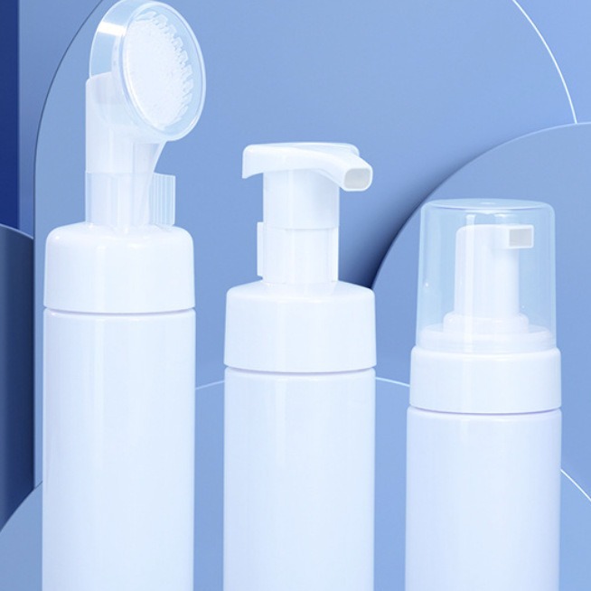 工厂批发白色PET100ml120ml150ml泡沫瓶洗面奶瓶泵头清洁头可替换