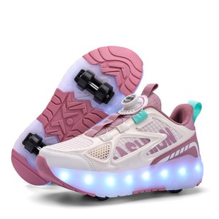 New Heelys Shoes for Girls 2025 Four-Wheel Walkable and Slideable USB Charging Kidsren's Summer Wheel Shoes Ready for Sale