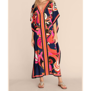 Amazon Cross-Border Foreign Trade New Rayon Beach Long Skirt Vacation Casual Sun Protection Bikini Loose Blouse