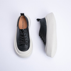 SGIRL TWTW小白鞋2023秋新款真皮大頭鞋簡約設計感純色厚底板鞋女