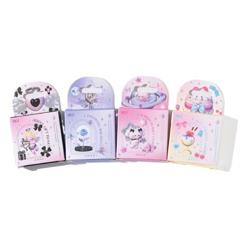 Azúcar poesía pegatinas en caja Sweet Shop serie lindo melocotón corazón mano cuenta materiales de decoración 46 piezas en 4 tipos