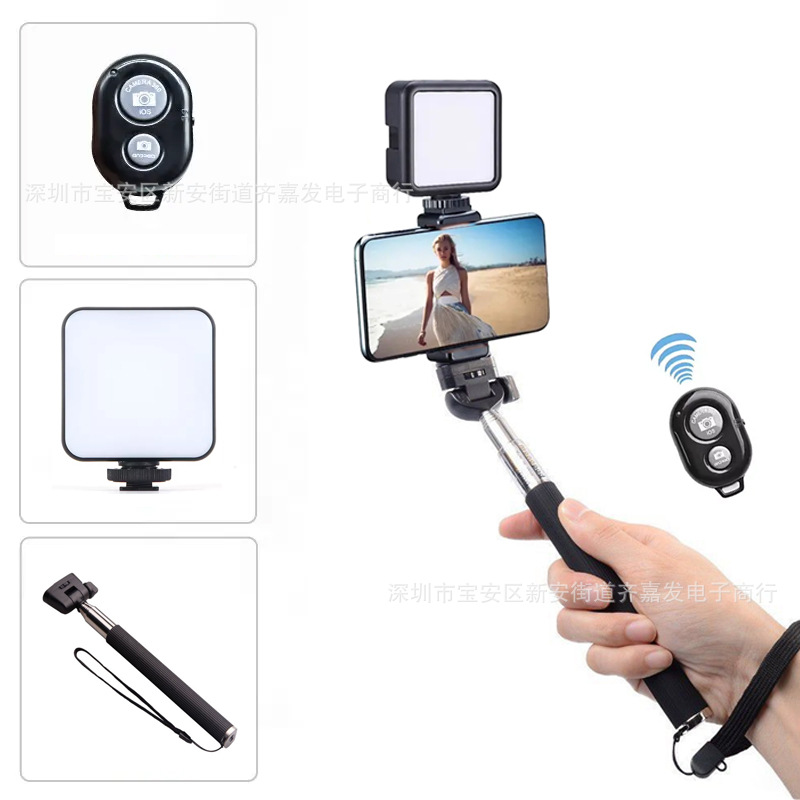 跨境新品手持探照灯gopro补光灯手机伸缩补光灯LED摄影手持打光灯