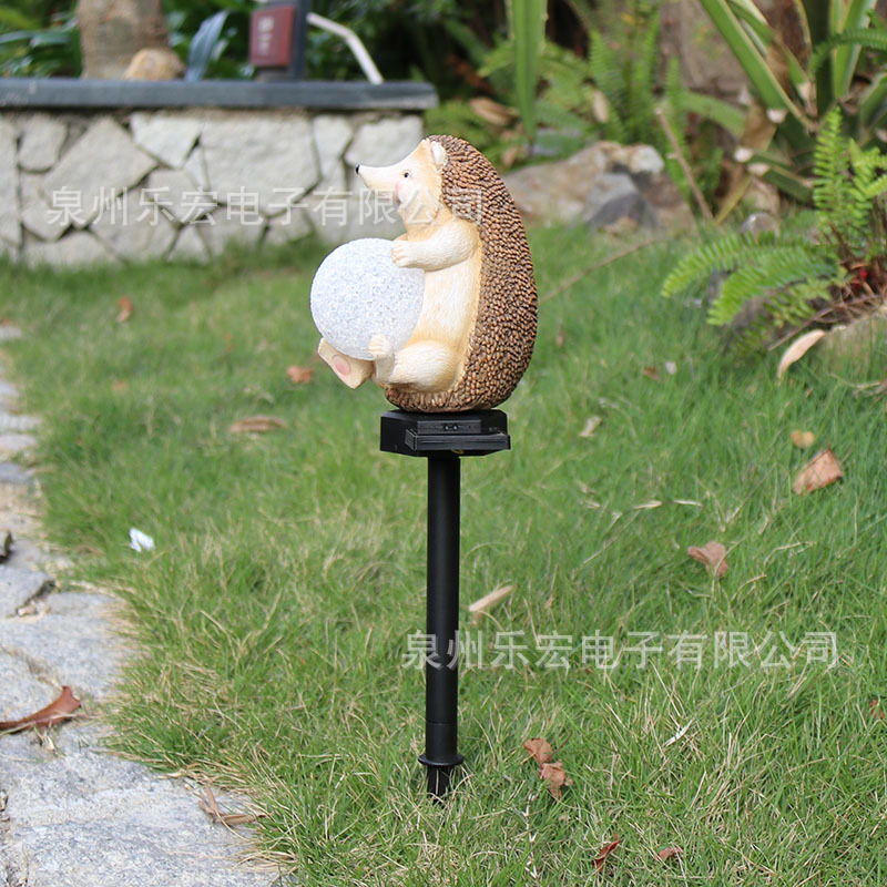 Transfronterizo Venta caliente al aire libre colorido luz paisaje lámpara solar lámpara de césped de dibujos animados jardín atmósfera erizo Lámpara decorativa