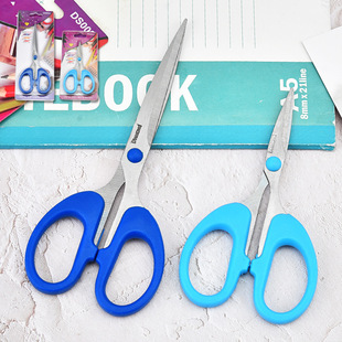 现货不锈钢民用剪家用百货剪纸办公文具剪线头剪双色橡塑多用剪详情8