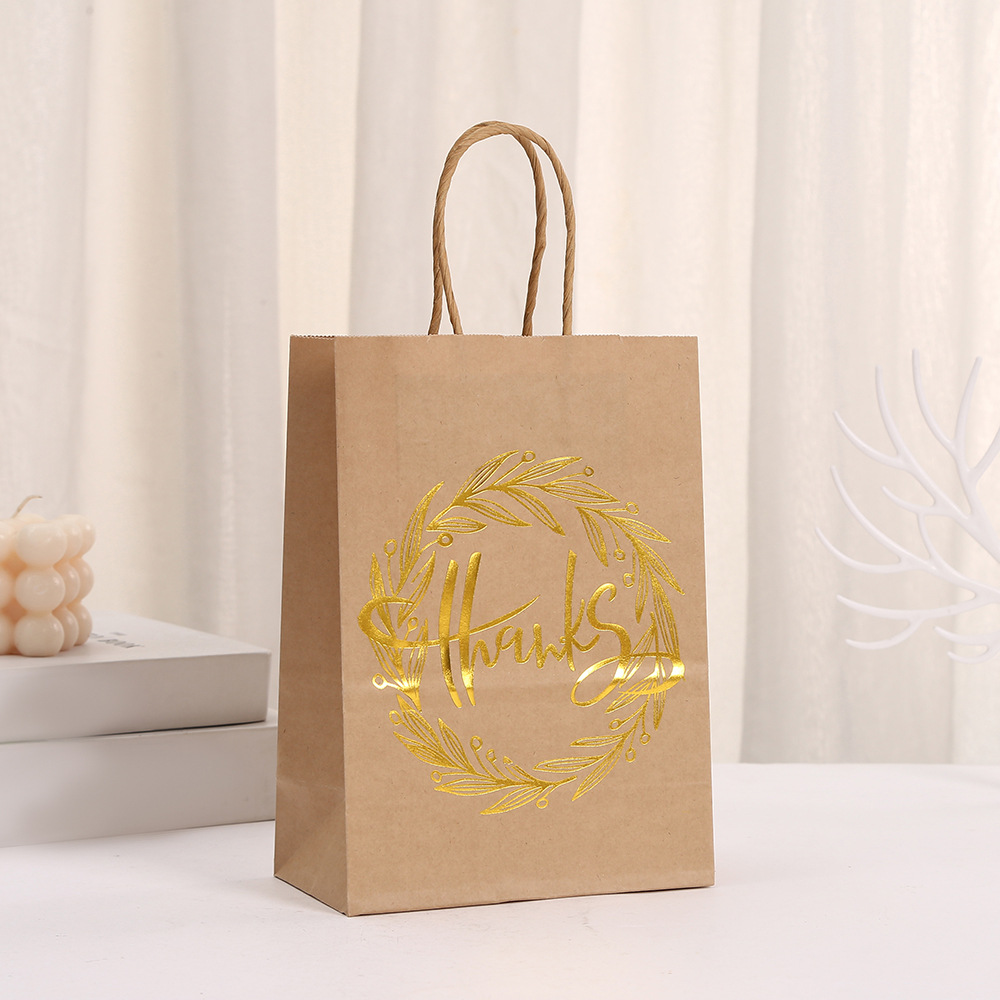 Bolsas de papel kraft para regalos de Acción de Gracias | Bolsas impresas con texto | Bolsas de compras al por mayor