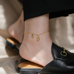 Gourd Lucky Anklet for Women 2023 New Ins Trendy Internet Celebrity Lettering Niche Design Gold Gourd Foot Ornament