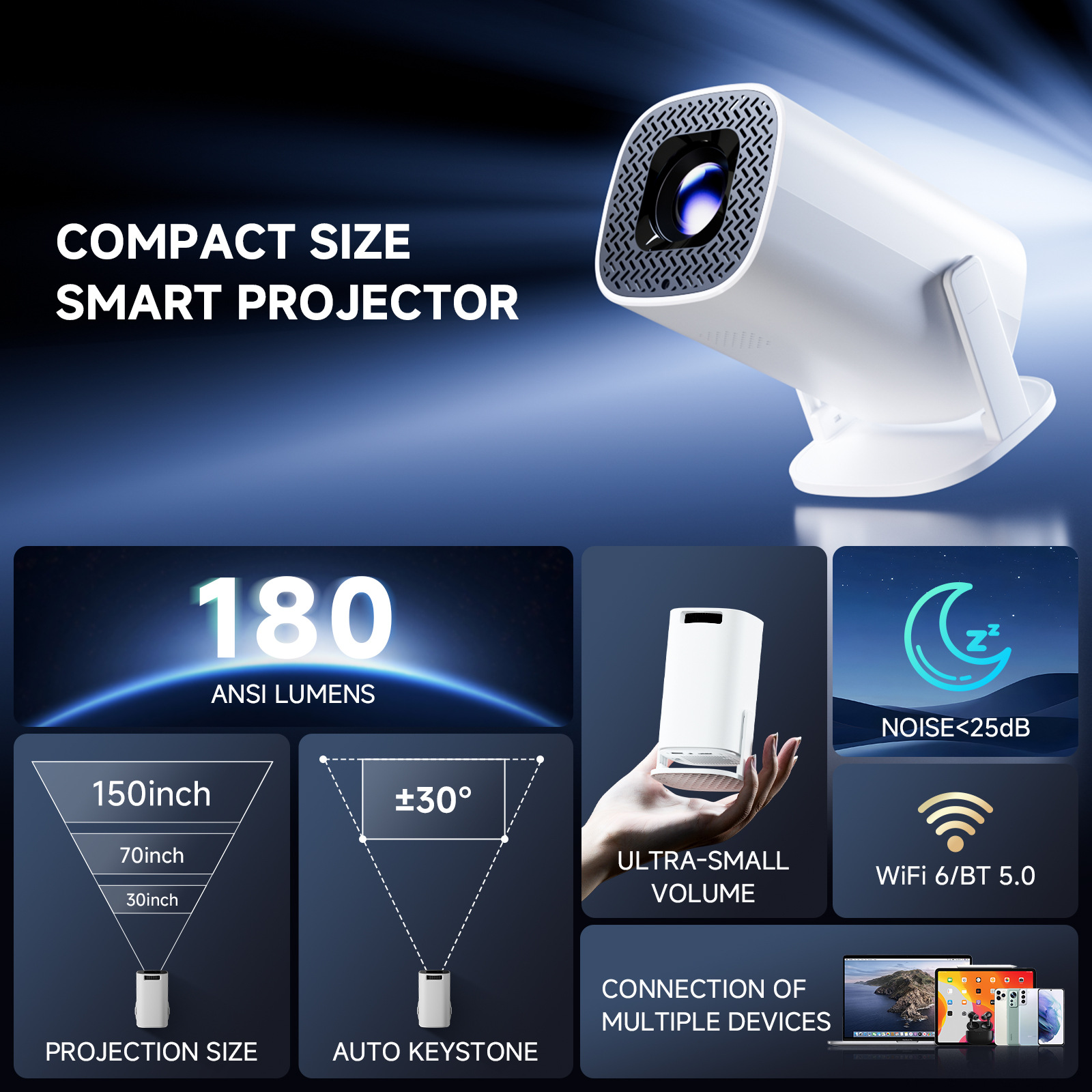 Dış Ticaret Projektörü P30PLUS Coolopen Sürümü Küçük Mini Ultra HD Taşınabilir Akıllı Ev Yayın Projektörü