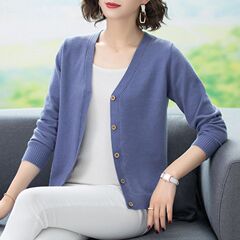 2025春装新款针织开衫女长袖韩版宽松外搭初秋外穿毛衣短款外套女