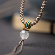 简约玉坠挂绳绑黄金玉佩佛牌吊坠挂脖菠萝绳手工编织耐磨饰品批发