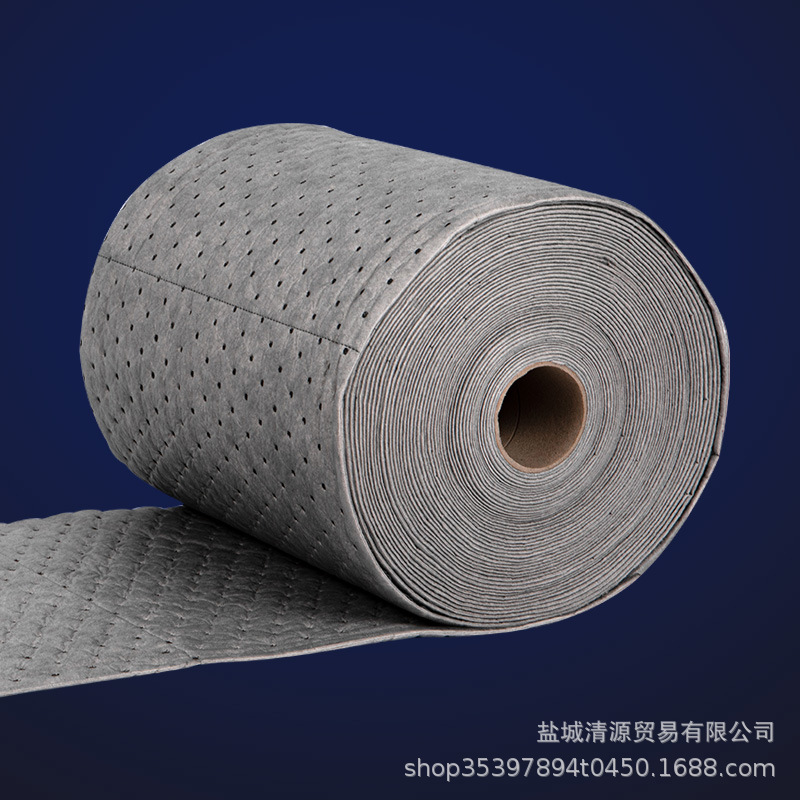 工业吸油棉灰色吸油卷压点万用型吸附棉实验室海事船舶化工用卷装