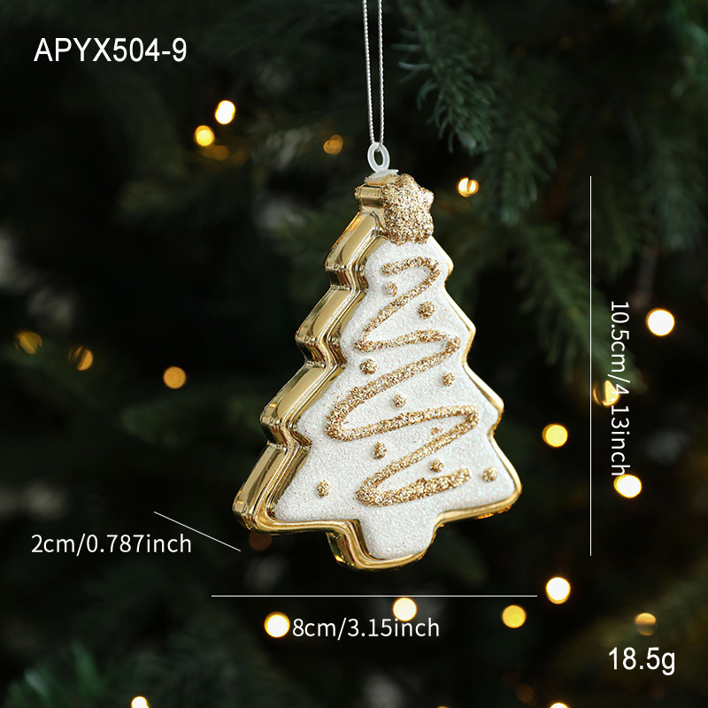 新しいゴールデン粘着粉末光沢のあるプラスチックインペンダントカラーパウダー漫画ペンダントクリスマスツリーウィンドウ装飾|undefined