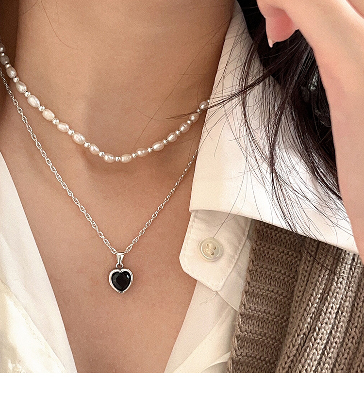 8g Weight Zircon Inlay Material 925 Sterling Silver Zircon Inlay Heart Shape Pendant Necklace