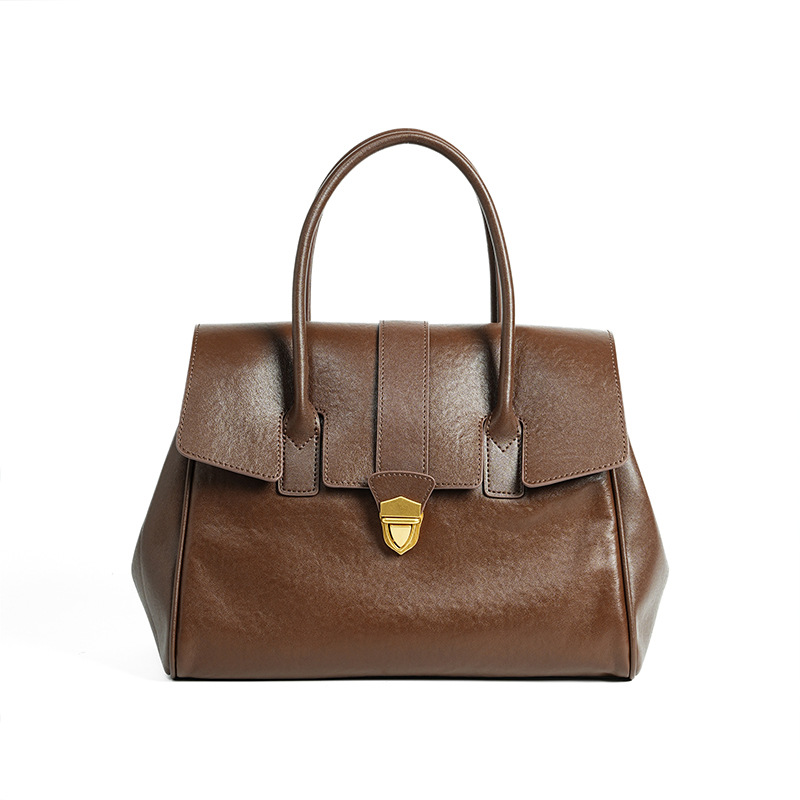 Women's Luxury Briefcase - New Genuine Leather Crossbody & Handbag For Work And Commuting, Versatile Tote - Thumbnail 7
