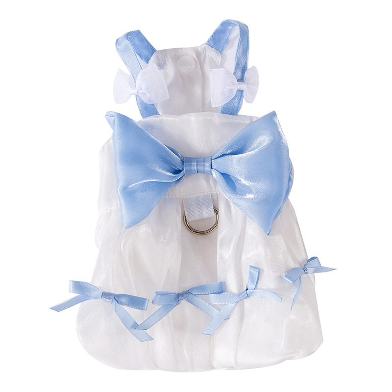 Primavera y verano gato princesa estilo arco colorido streamer vestido de perro vestido de perro falda de mascota ropa de gato