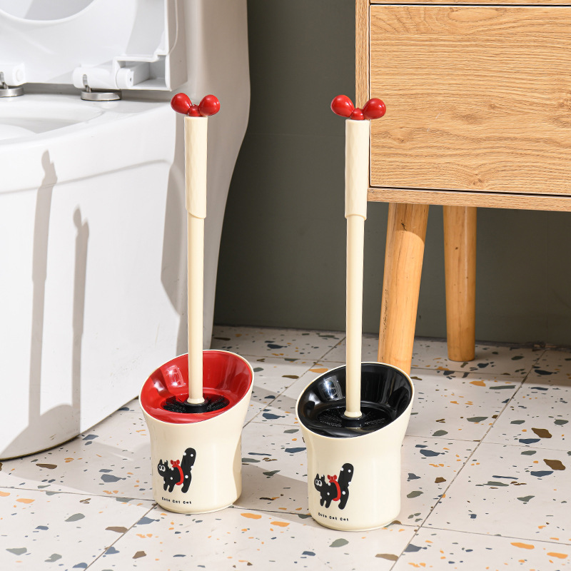 New Cute Style Household Toilet Brush Bathroom Long Handle with Cleaning Brush Curved Toilet Brush Bow Toilet Brush