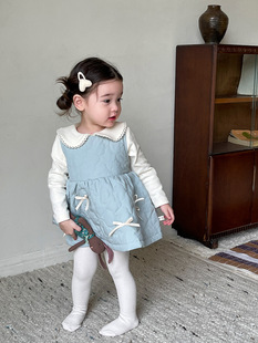 蔗梨 Children's clothing girls' dress 2025 autumn new style children's Korean style cotton vest princess skirt baby clothes