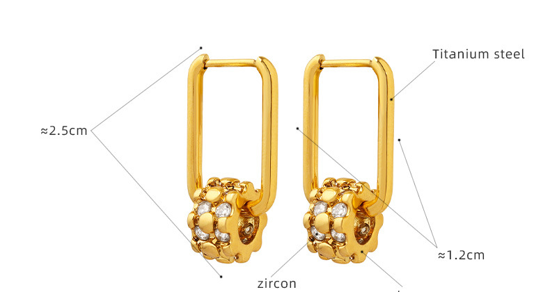 Retro Geometric Titanium Steel Copper Plating Zircon Earrings 1 Pair