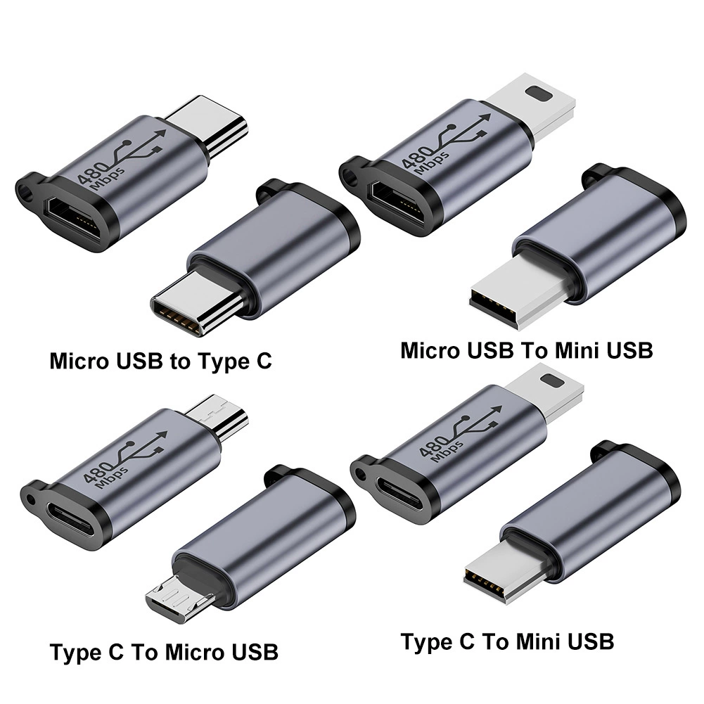 Алюминиевый сплав Type-C к MicroUSB MiniUSB для мобильных телефонов зарядка данных 2-в-1