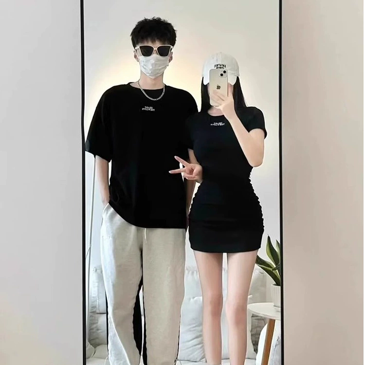 [40 95-тонких хлопчатобумажных стеллажей оригинальное качество] Пары одеты в одну юбку, одну одежду, нишу с короткими рукавами