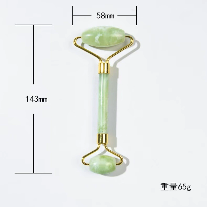 Jade face massager set, double‑head rolling roller and gua sha scraper, cosmetic kit
