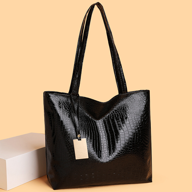 Cross-Border New Tote Bag Crocodile Pattern Bag Women's Large Capacity Retro Women's Portable Shoulder Armpit Bag