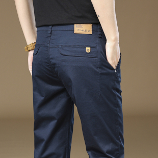 Hong Kong 2023 Autumn Cotton Casual Pants Men's Loose Straight Business Trousers Four Seasons Men's All-match Long Pants