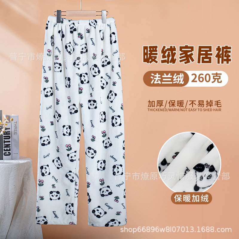 Pantalones de pijama de franela de coral de dibujos animados, pantalones de pijama de hombre, pantalones de invierno de otoño de mujer, pantalones caseros