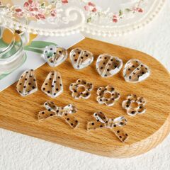 透明波點簡約花朵亞克力串珠蝴蝶結愛心DIY手工耳環耳飾材料配件