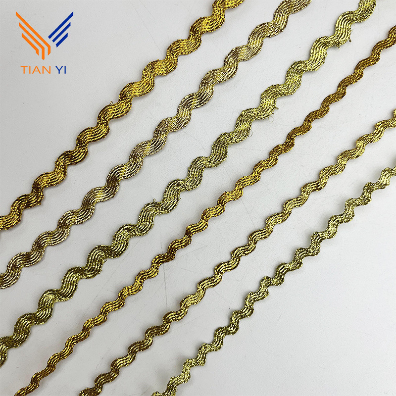3-5mm de oro y plata onda borde curvo en forma de S cortina de la cinta de encaje ropa de los niños accesorios de la boda accesorios de vestir DIY