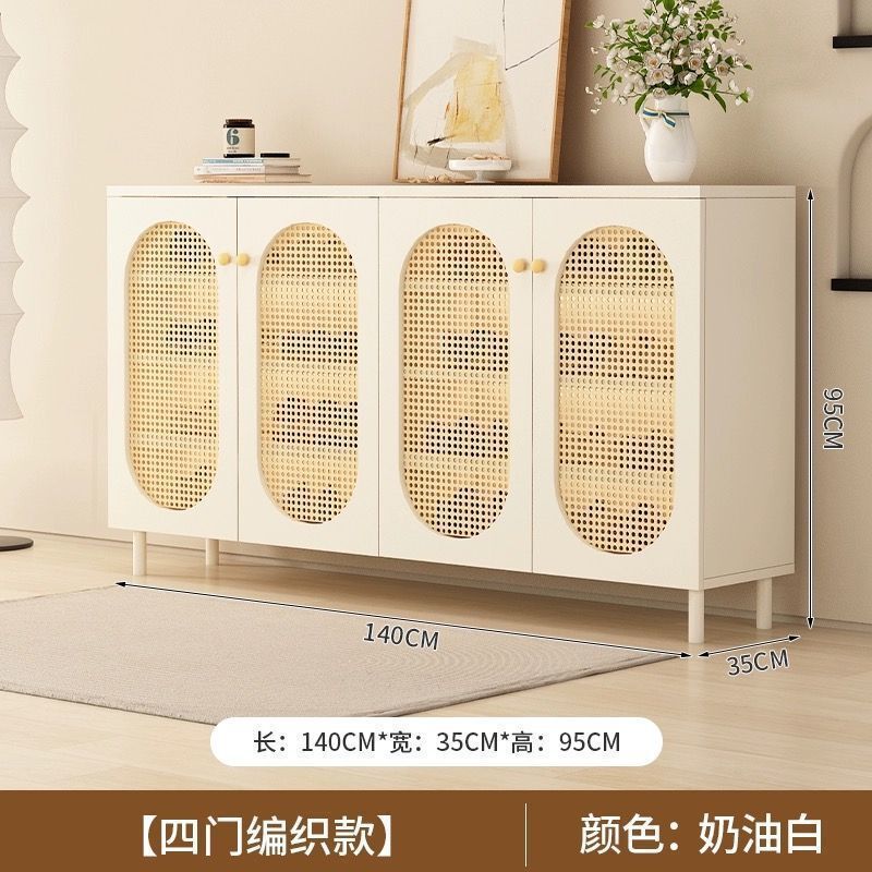 藤编简约鞋柜门口大容量法式靠墙玄关轻奢藤编储物柜收纳入户鞋柜|undefined