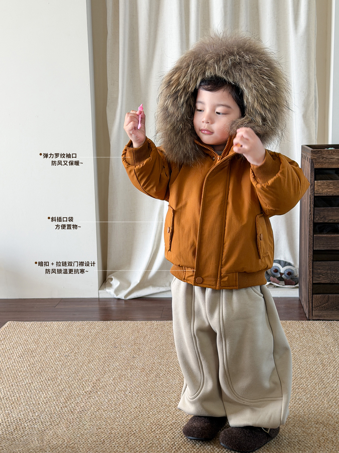 Ingke ropa infantil de algodón de niño ropa de invierno 2025 pequeño chaqueta de algodón de niño chaqueta de algodón cuello con capuchón para superar