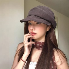 日系山本风气质报童帽子女复古小众显脸小大头围褶皱堆堆帽画家帽