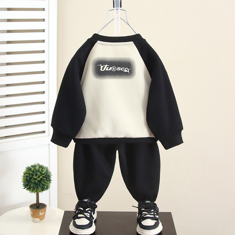 5997 Traje para niños Primavera y otoño 2024 Nuevo estilo para niños Estilo occidental Suéter de otoño para bebés Pantalones de dos piezas de moda