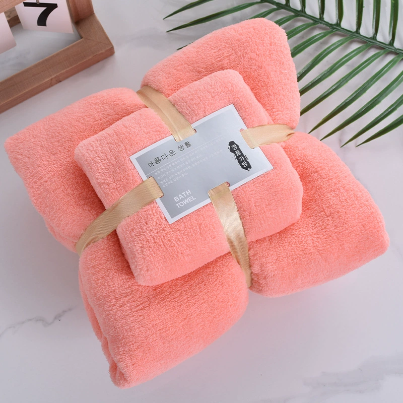 High-end coral soft bath towel, set, increased thickness, water absorbent, wholesale