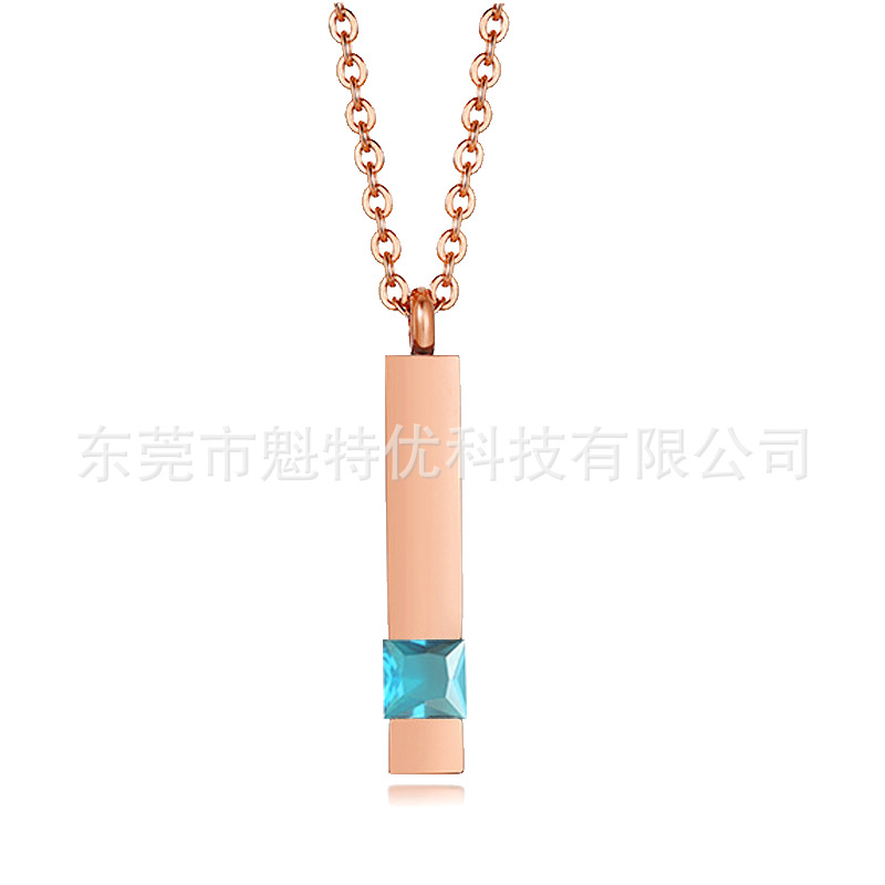 Coreano simple diamante perfume colgante ataúd cinerario Collar cinerario de piedra conmemorativa geométrica elegante de acero de titanio