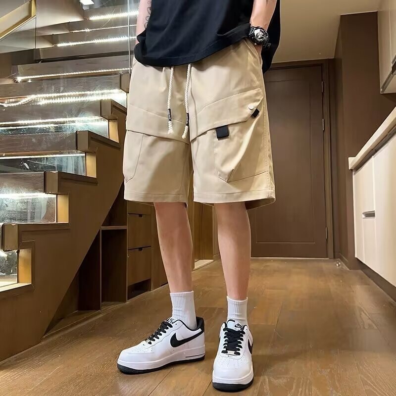 Summer lightweight shorts, men's trendy loose-fit work pants, casual athletic basketball shorts, American-style functional five-point shorts