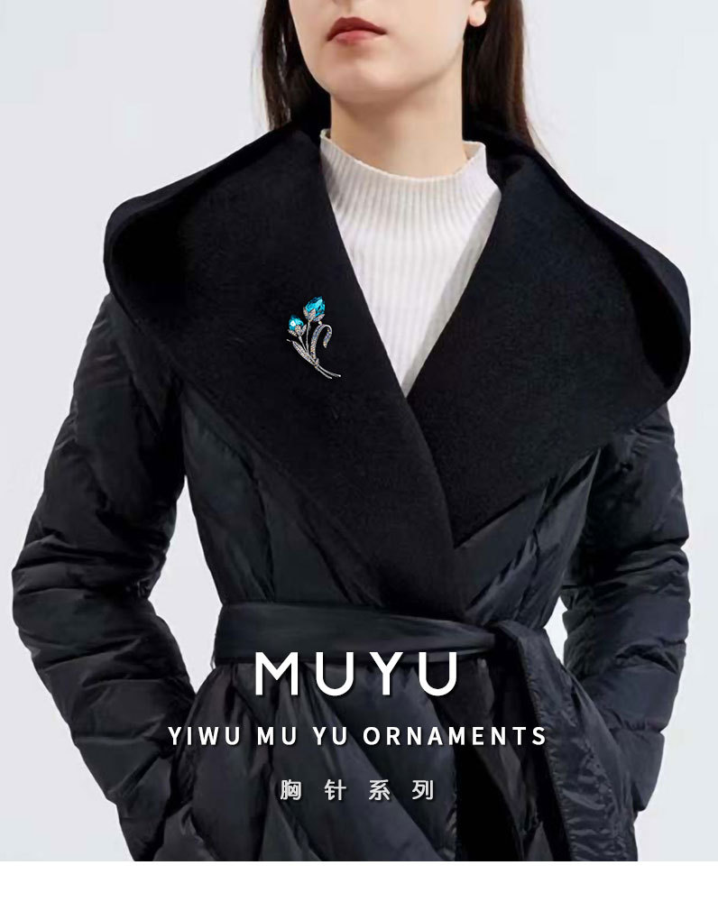 高档奢华水晶郁金香胸针小众高级感精致花朵胸花新款时