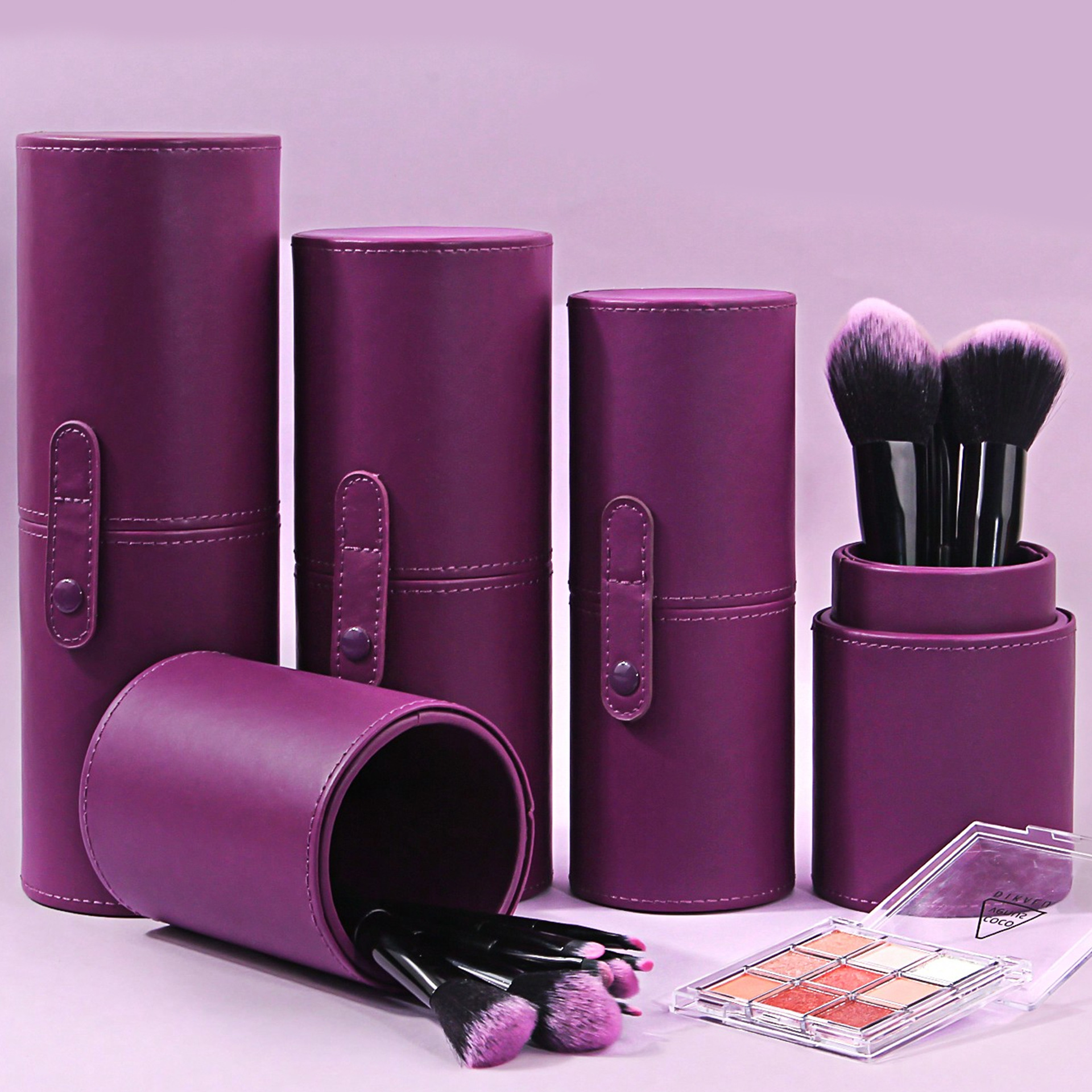 Pu cepillo de maquillaje cubo portátil broche de maquillaje bolsa gradiente de color maquillaje cepillo tubo de almacenamiento maquillaje herramientas de belleza al por mayor