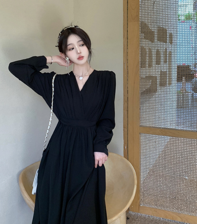 GraceChic Plus Size Damenbekleidung Herbst Neu Französischer V-Ausschnitt Taillenformende Ärmel für Damen, Bauch kaschierend Schlankmachend_voghion.com