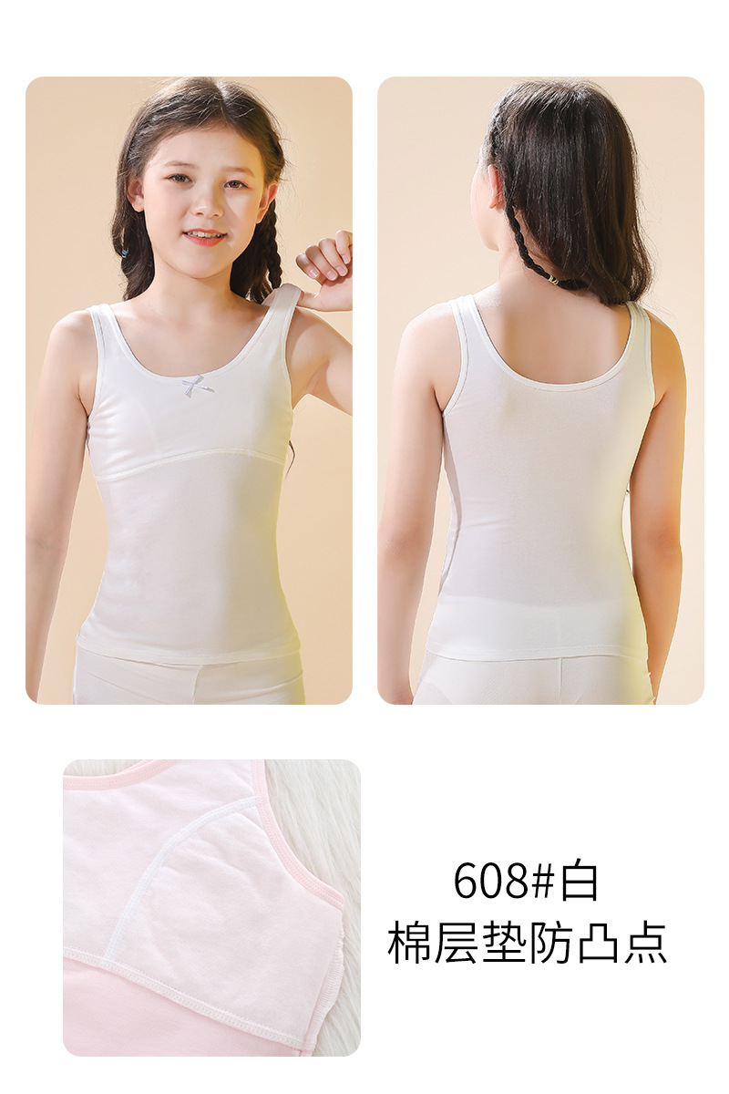 Selección estricta de ropa interior de niñas en desarrollo chaleco largo de niñas estudiantes de primaria de niñas algodón puro peito un cabello