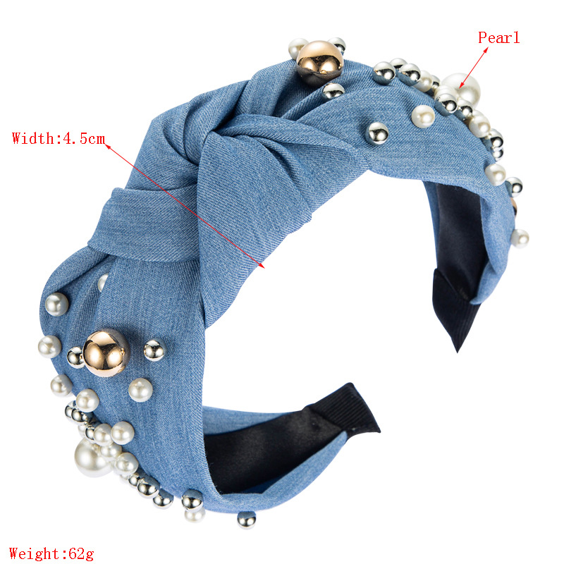 Korean Pearl Bow Knotted Wide Headband display picture 1