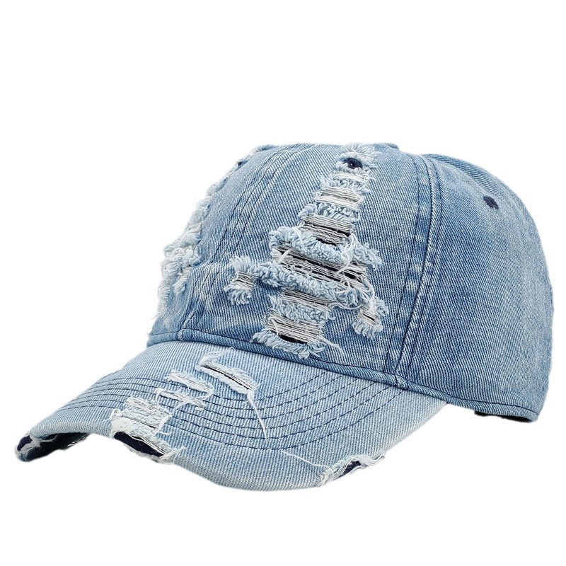 Sombreros transfronterizos de mujer denim lavado con agua personalidad de moda agujero sombrero de béisbol masculino sombrero solar al aire libre sombrero de pato
