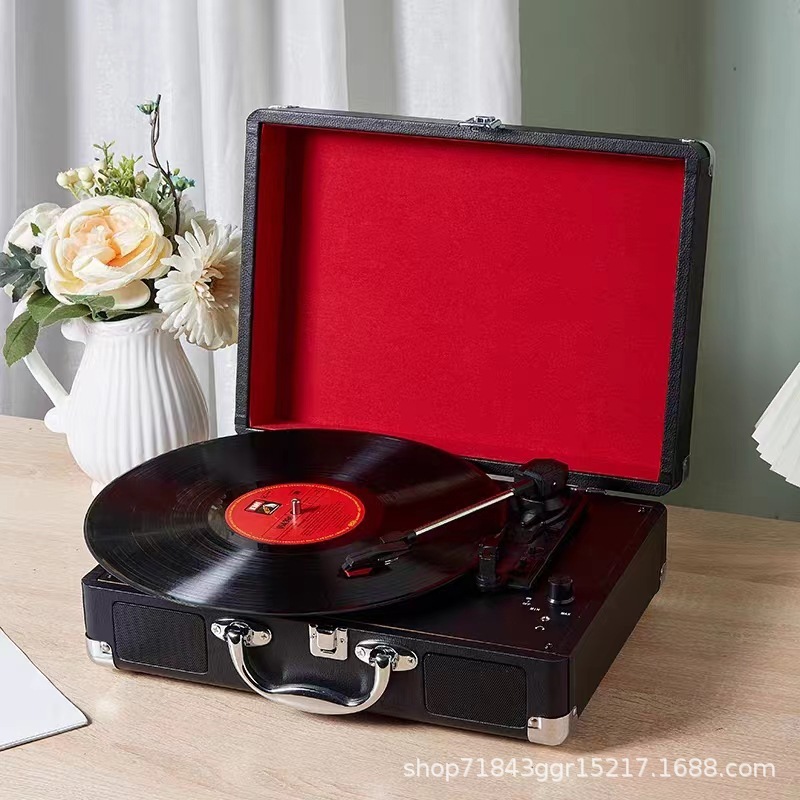 クラシックビニールレコードプレーヤー、Bluetoothスピーカー、クリエイティブオーディオ、ポータブルレコードプレーヤー、レトロリビングルームオーディオギフト|undefined