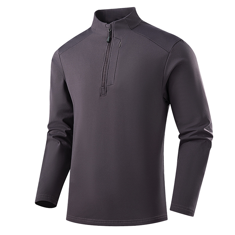 Men's zip-up, stand-up collar, long-sleeved, cool and stylish fleece sweatshirt, trendy casual long-sleeved, soft and comfortable base layer