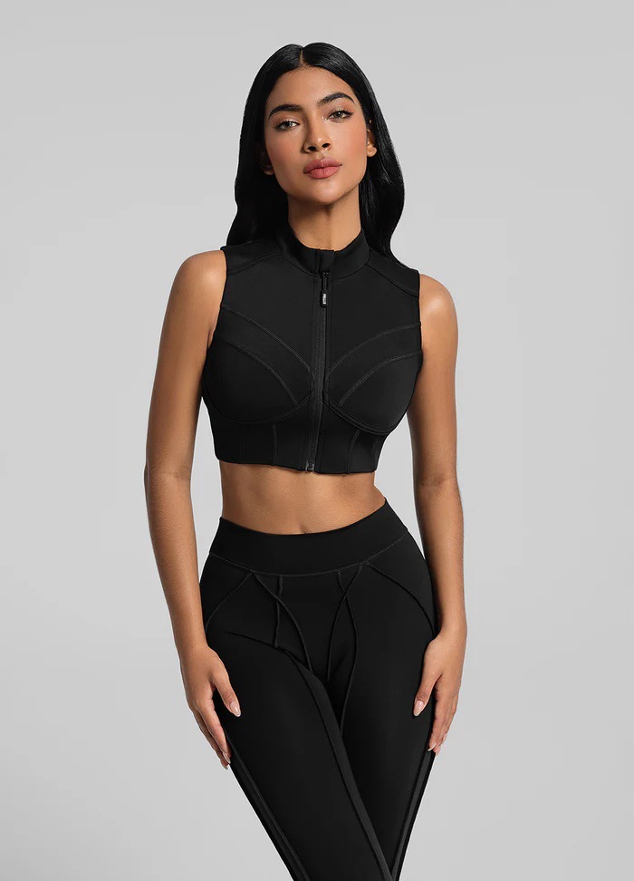 Zippered Sports Bra With Removable Breast Pads, Breathable And Supportive, Suitable For Fitness, Running, And Yoga._desvips.com
